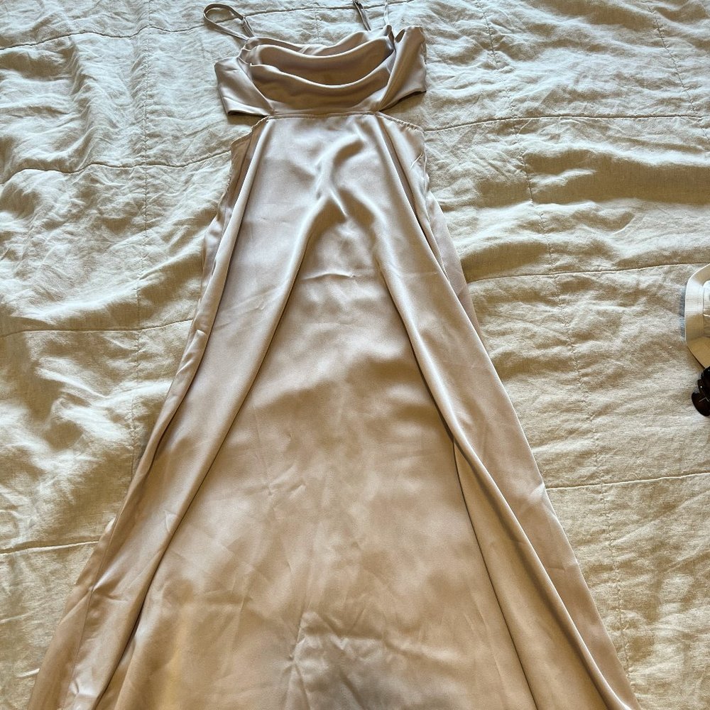 Beige satin dress